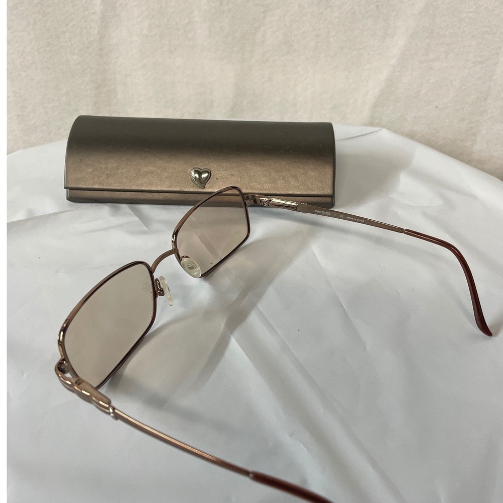 Vintage Y2K Carolee Copper Metal Rectangular Eyeglasses Frames Only with Case